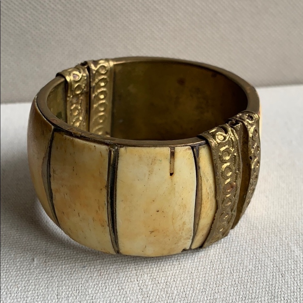 Bone and brass handmade bracelet bangle
